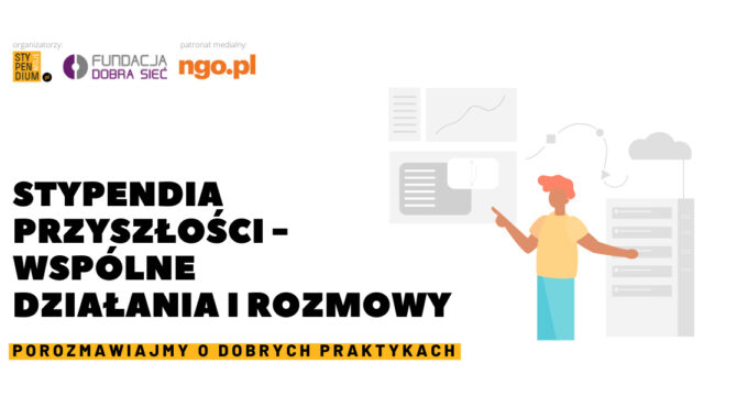 Banner reklamujący wydarzenie Stypendia przyszłości - wspólne działania i rozmowy