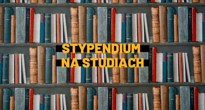 Grafika dekoracyjna do artykułu przedstawiająca książki i napis stypendium na studiach