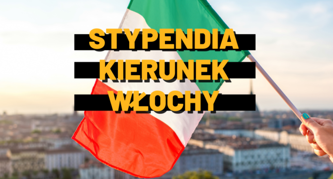 Stypendia Kierunek Włochy. W tle włoska flaga.