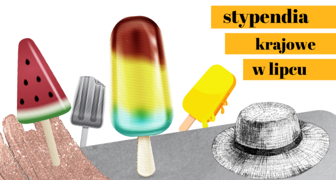 grafika z lodami ilustrująca artykuł Lipiec 2025 - stypendia w Polsce 2