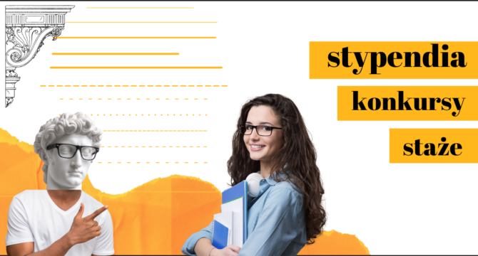 grafika ze studentką ilustrująca artykuł Informacje o nowych ofertach stypendiów i konkursach 2