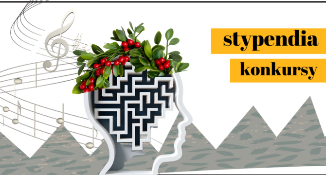 grafika z głową ilustrująca Ofertę stypendiów, konkursów w tym tygodniu 2